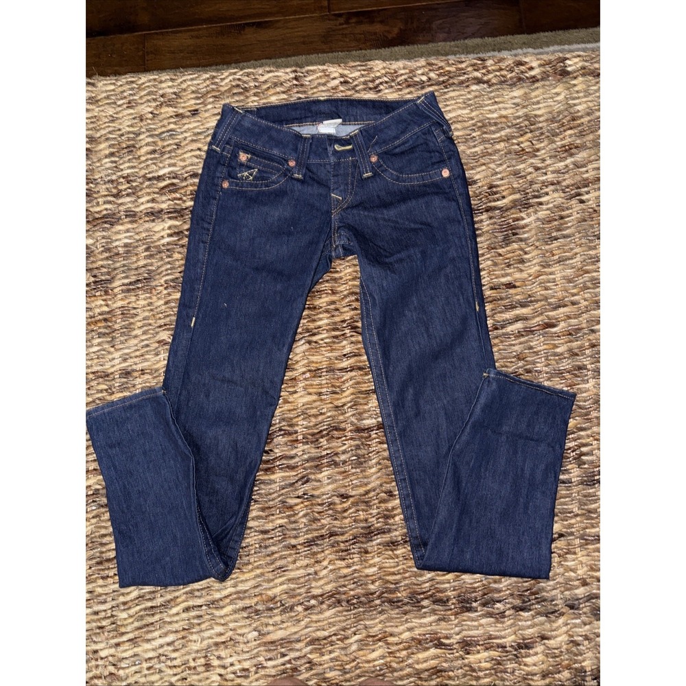 True Religion World Tour Skinny Jeans Women 27 Dark Wash Low Rise Blue